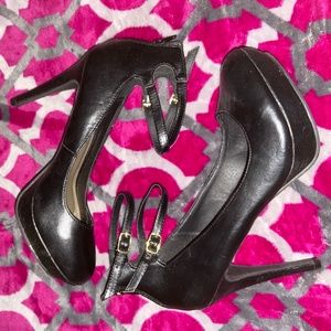 Black Platform Heels with Ankle Straps